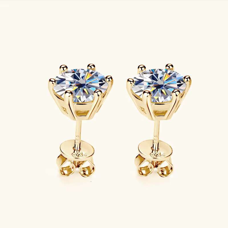 Latest Style High Quality 5mm Moissanite 925 Sterling Silver Eco Friendly 6-claw Classic Stud Earrings