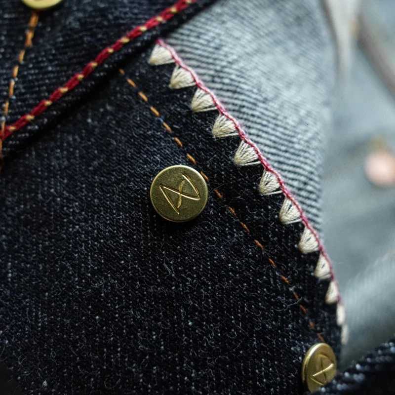 SAUCE ORIGIN 1A915-AG Mens Jeans Selvedge Denim Jeans for Man Silver Button Taper Fit Handmade 15 Oz M251113