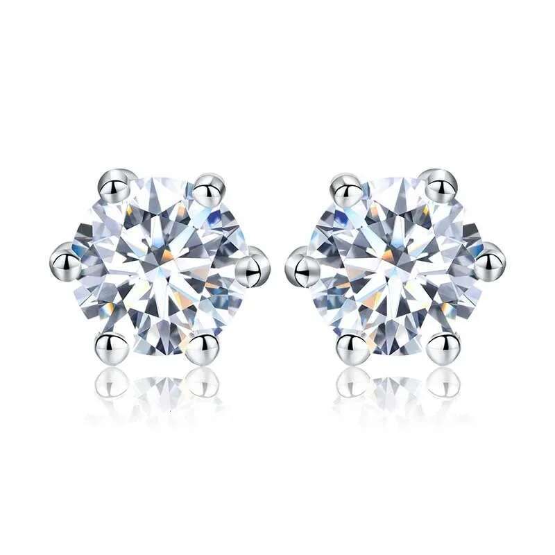 GRA 1ct D Color Lab Created Diamond Certified Moissanite Stud Earrings For Woman 925 Sterling Silver Gold Plated Wedding Jewelry