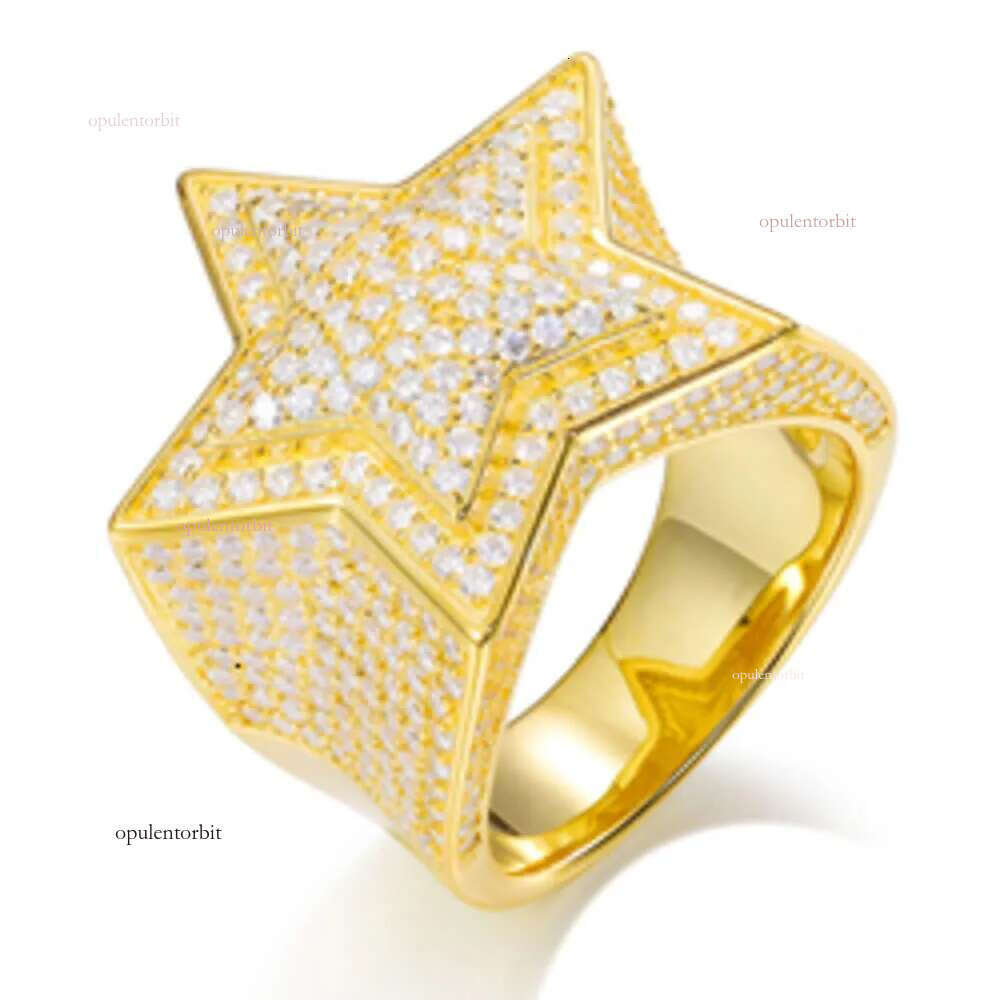 VVS Moissanite Dia Star Ring With GRA CertificateHiphop Men Women Fine Jewelry Iced Out Gold Plated Sterg Sier AA