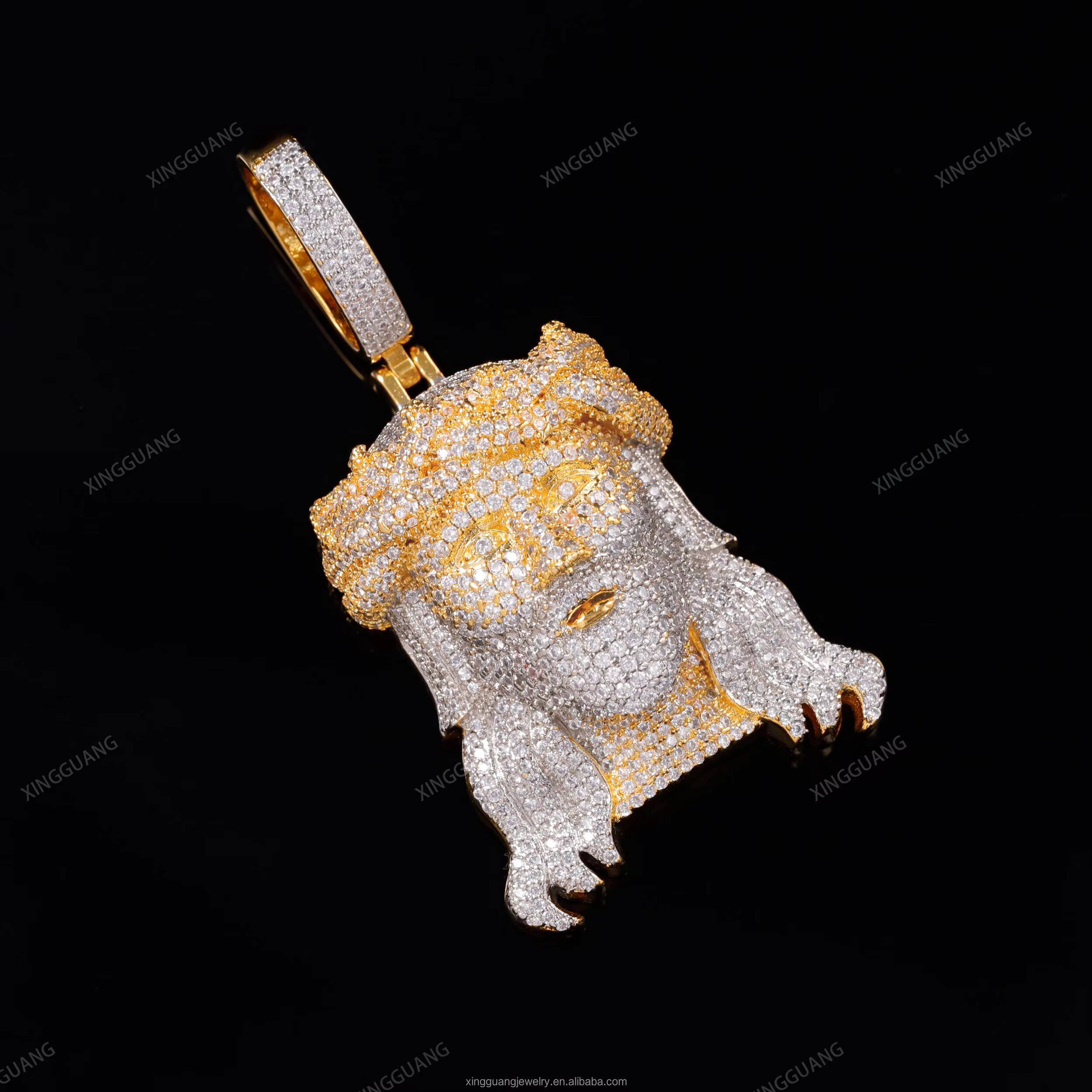 Fashion Jewelry Hip Hop Pendant Gold Plated VVS Moissanite Diamond 925 Sterling Silver Cuban Pendant for Necklace