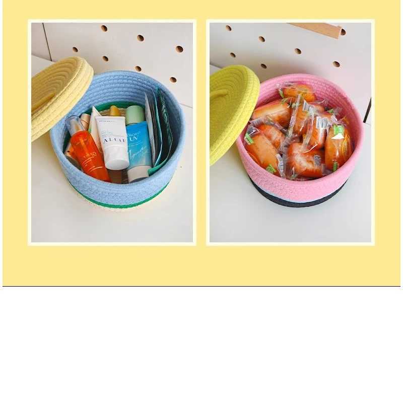 Colourf Handwoven Basket Cosmetic Storage Bag Sundries Toy Sundries Organizer Desk Decor Y251112