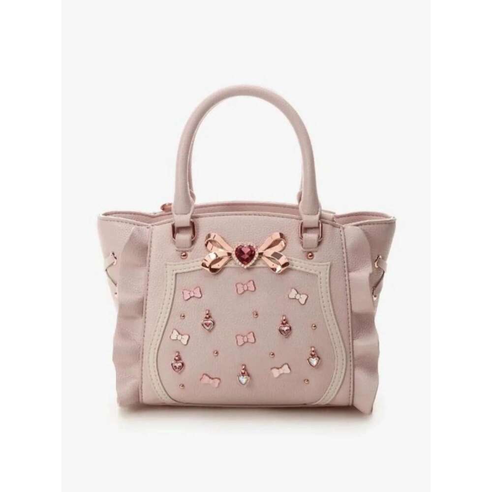 Sweet Mine Women's New Cute Lolita Handbag Gem Bow Shoulder Crossbody Small Tote Bag