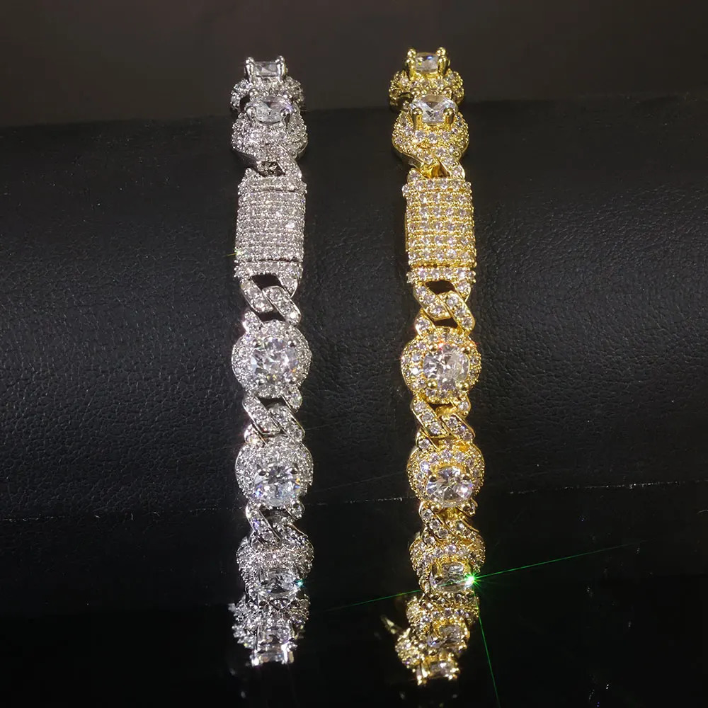 NY Ice Black Cubic Zirconia Round 75mm Beads Necklace Gun Electroplating Diamond Cuban Link Chain Hip Hop Jewelry 251112