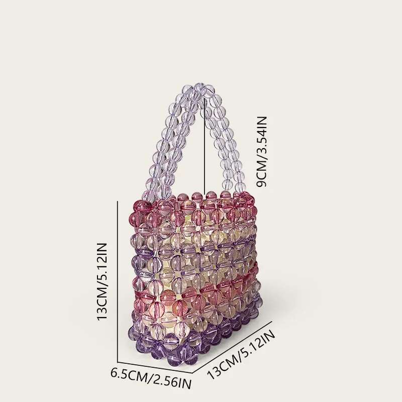 Handmade Beaded Woven Dinner Hand-Held Single Shoulder, Diagonal Cross Round Bucket Women's Bag, New