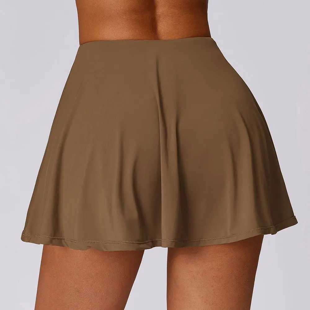 Womens tennis dance gym fitness solid sports womens tennis running Skort active yoga fitness Y250412