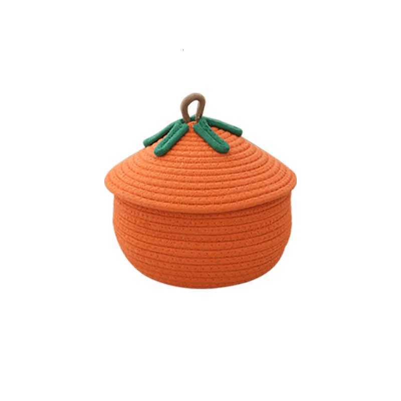 Cotton Rope Pumpkin Large Capacity Storage Basket with Lid Dust-Proof Clutter Storage Box Suitable for Living Ro Bedro Y251112