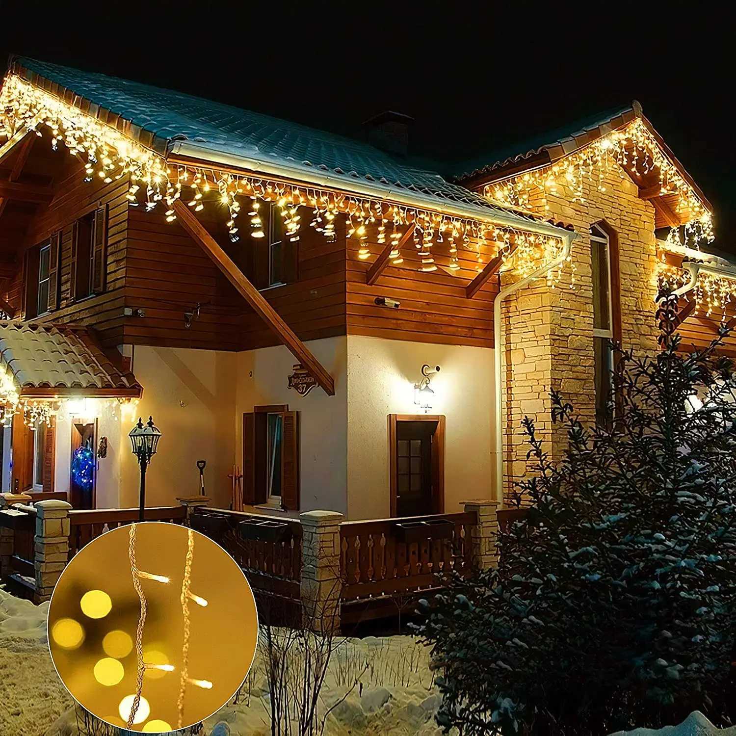 Christmas Decoration 2025 Led Lights Outdoor Street Garland 8/12M Waterproof Connector Icicle Light New Year 2025 Decor for Home M251113