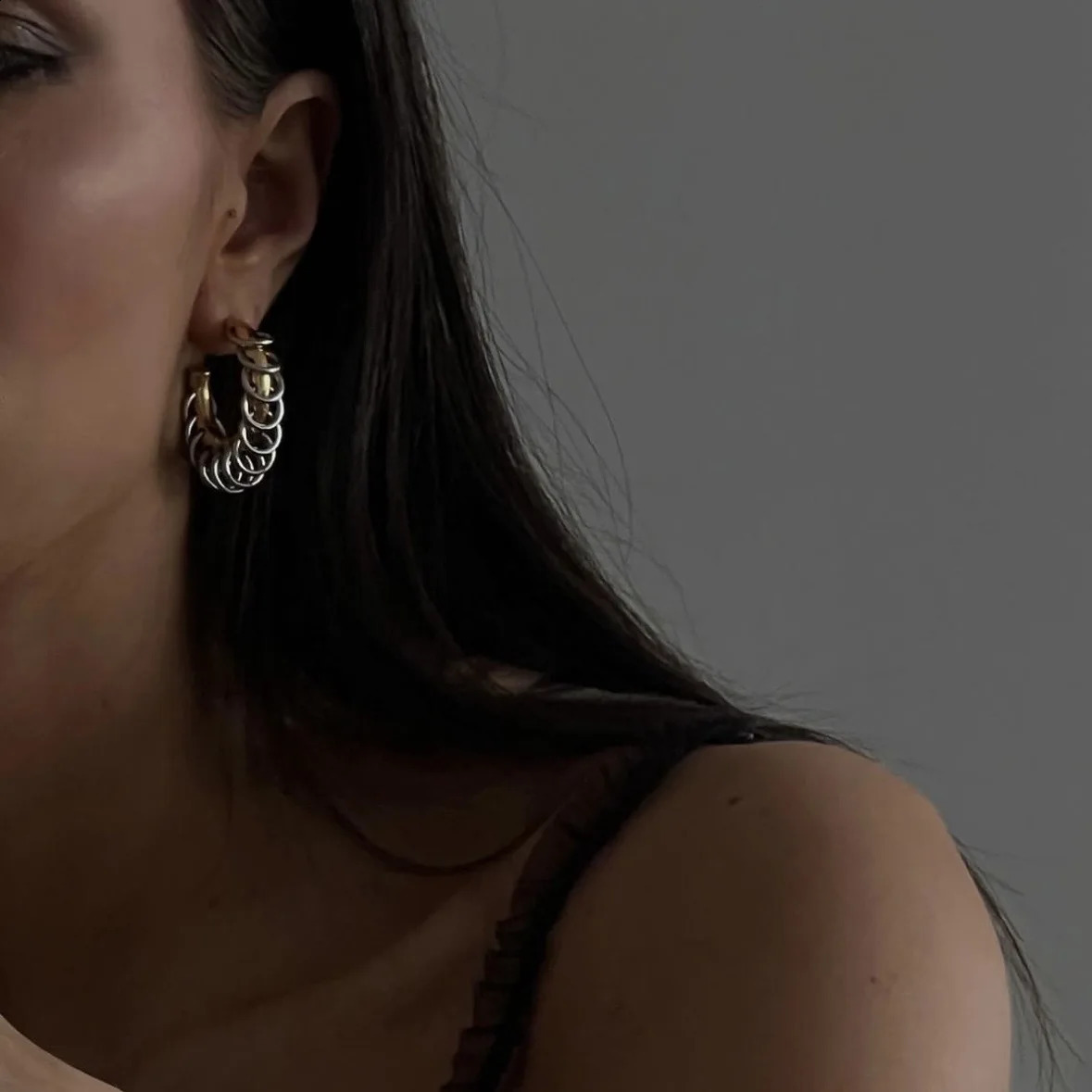 stainless steel chain earrings retro multi round earrings suitable for girls fashionable aesthetic jewelry 250409