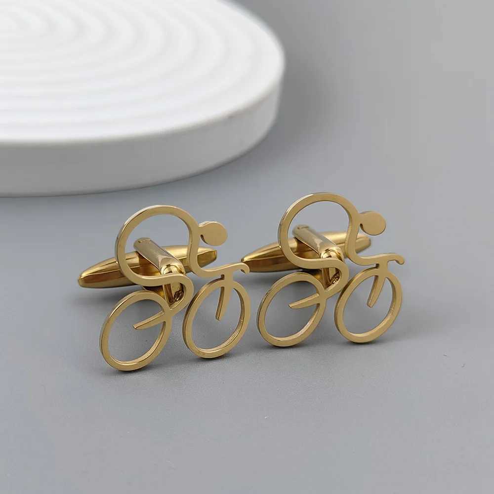 Silver fun bicycle racing hollow gold-plated cufflinks black French shirt cuff accessories matched with mens clothingT250412
