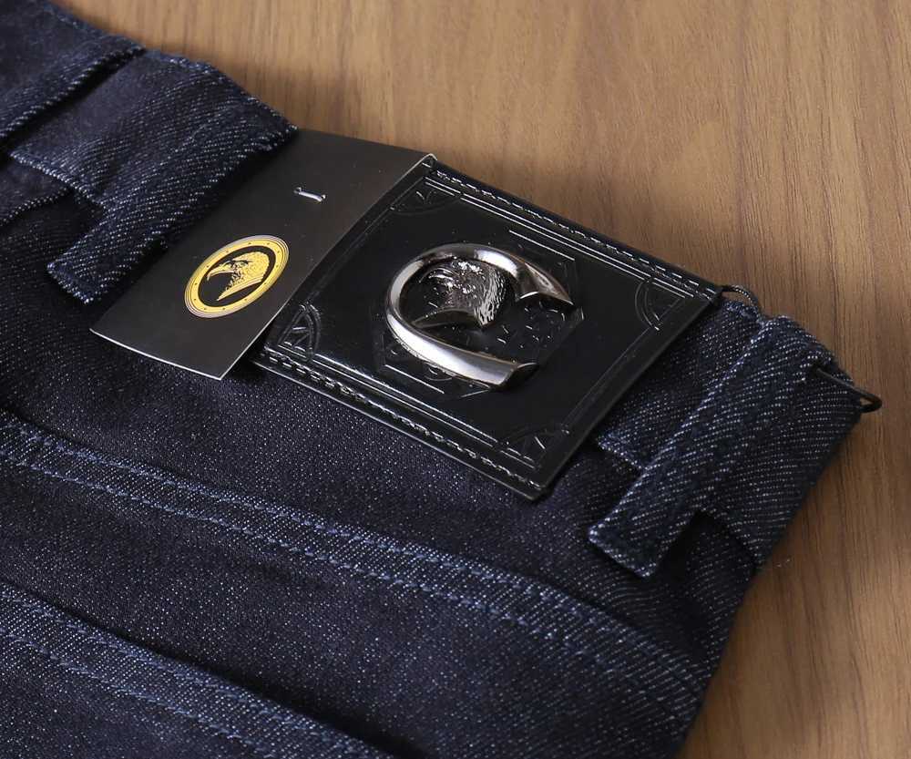 BLLIYOSS Men Jeans Thin Cotton 2025 Autumn winter New Casual Embroidery comfortable Fashion Eagle Head size30-40 Pants Old money M251113