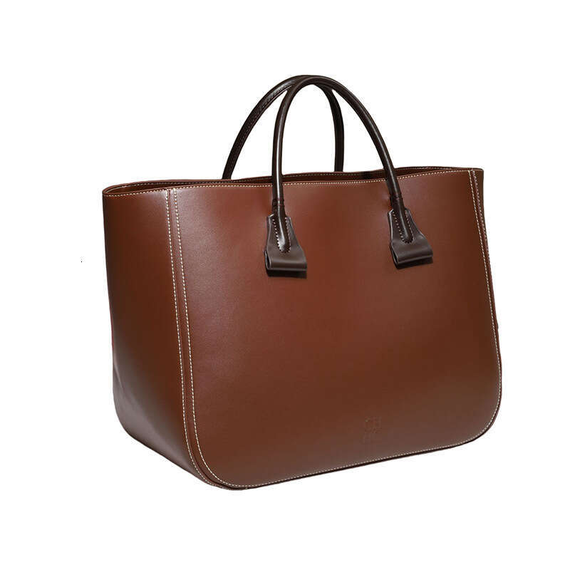 CHHC Solid Color Commuter Women's Handbag, Genuine Leather Luxury, Basket Bag, Large Capacity