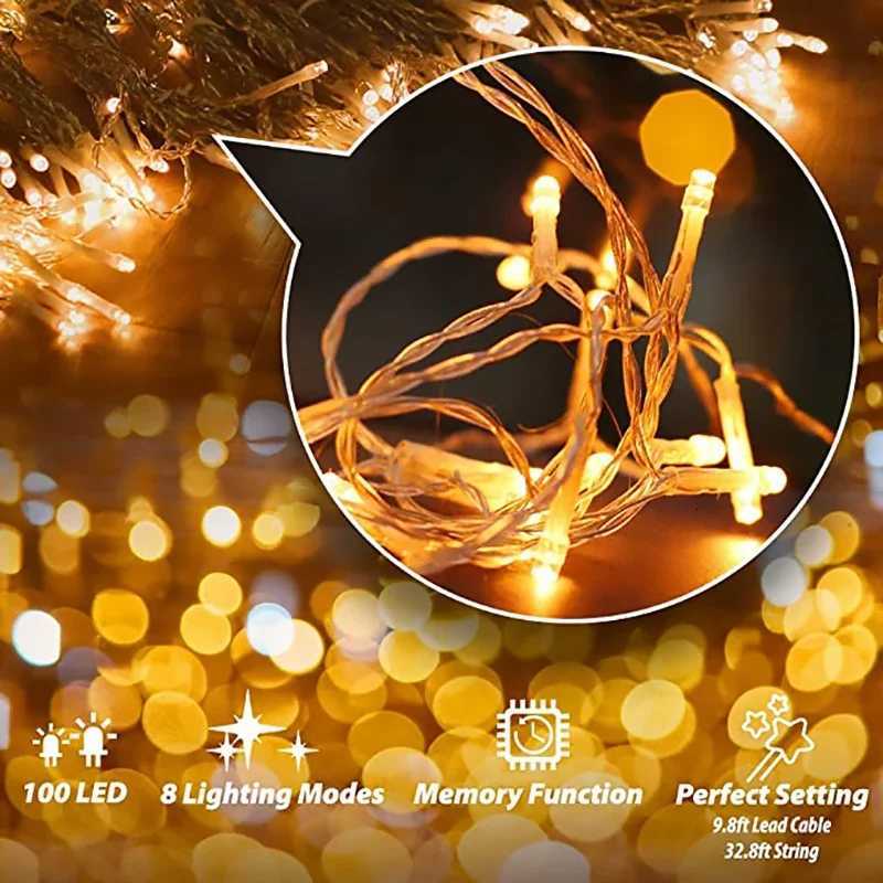 10/20/30/50/100m 220V christmas lights 8modes EU Pulg holiday string lights garland christmas decorations for home M251113