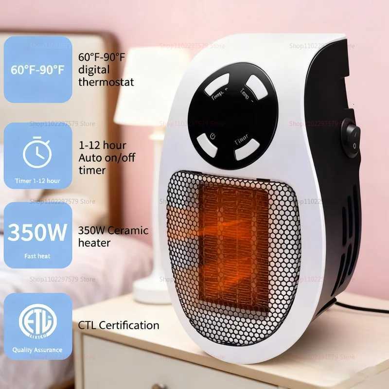 Portable Electric Heater for Winter Home Wall Mount Warm Air Blower Room Heater Quiet Compact Space Heater Electric Appliance Y251113