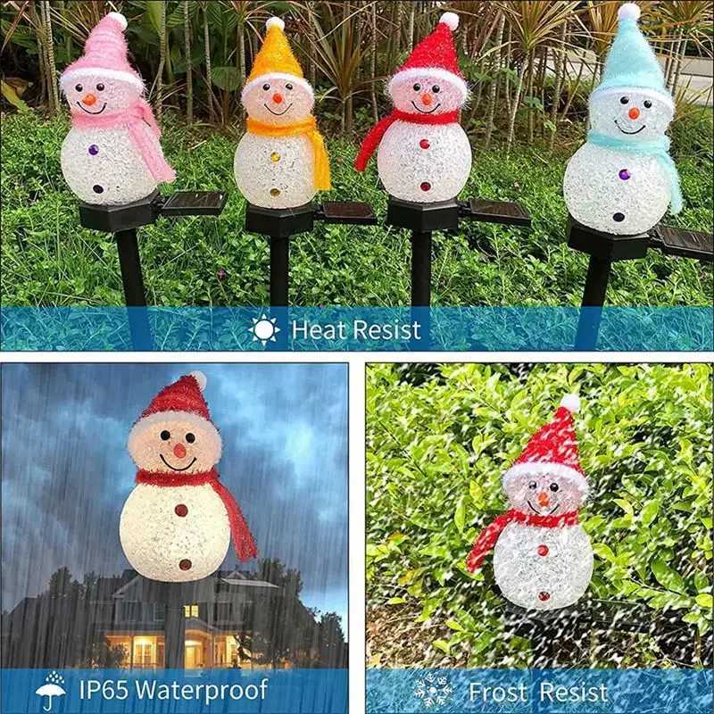 LED Snowman Solar Garden Light Outdoor Ground Stake Light Solar Powered Xmas Pathway Lights for Christmas Lawn Yard Decoration M251113