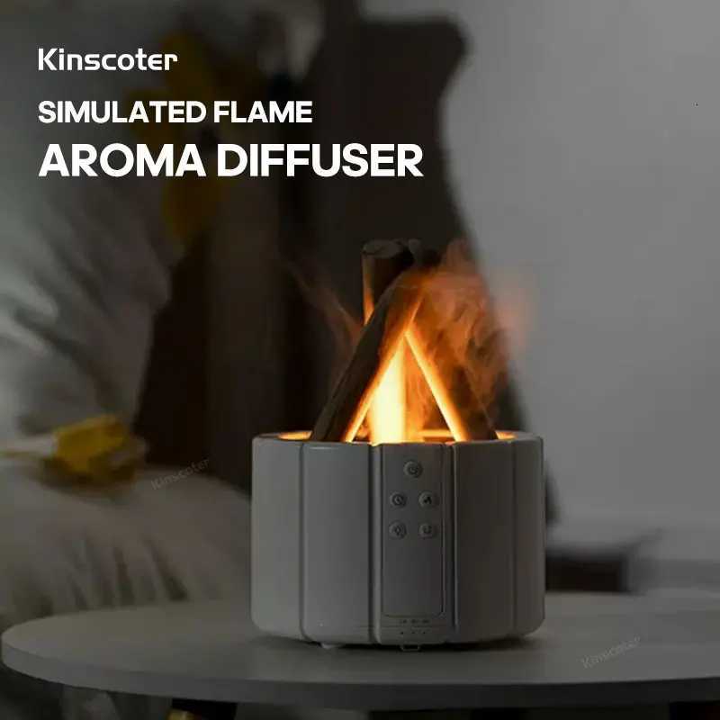 KINSCOTER Simulated Flame Aroma Diffuser Bonfire Air Humidifier Ultrasonic Cool Mist Maker Fogger LED Essential Oil Lamp Difusor Y251113
