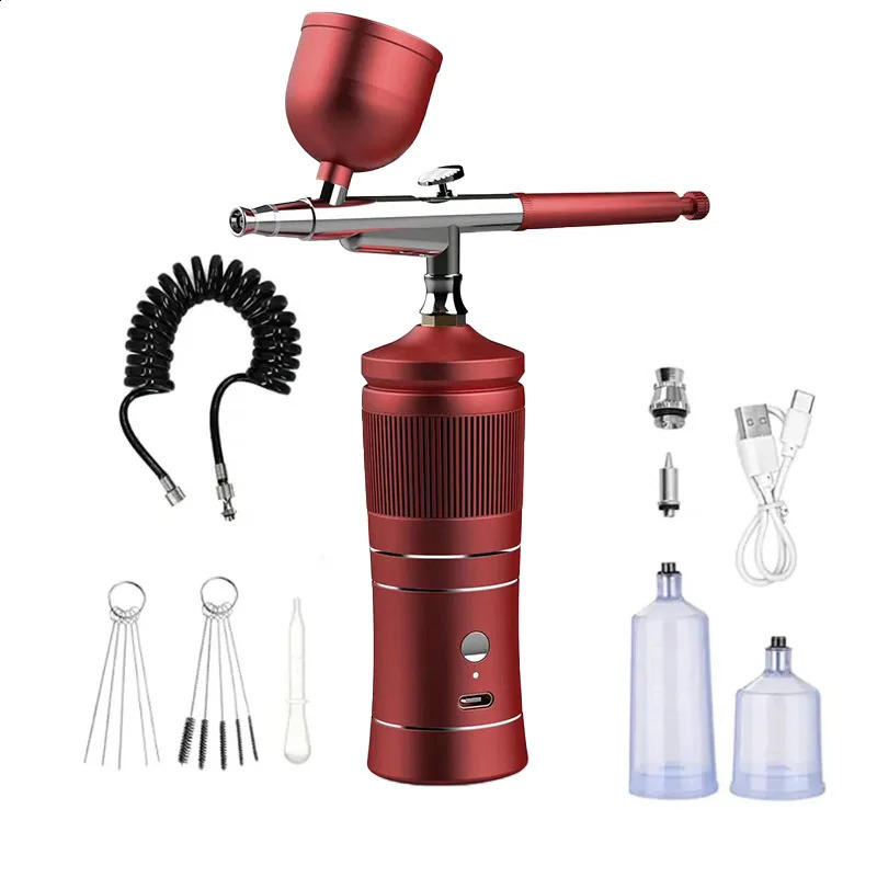 Rechargeable Airbrush Compressor Kit Air Brush Sprayer Gun Water Oxygen Deep Hydrating Machine for Nail Art Tattoo Cake Makeup 250409