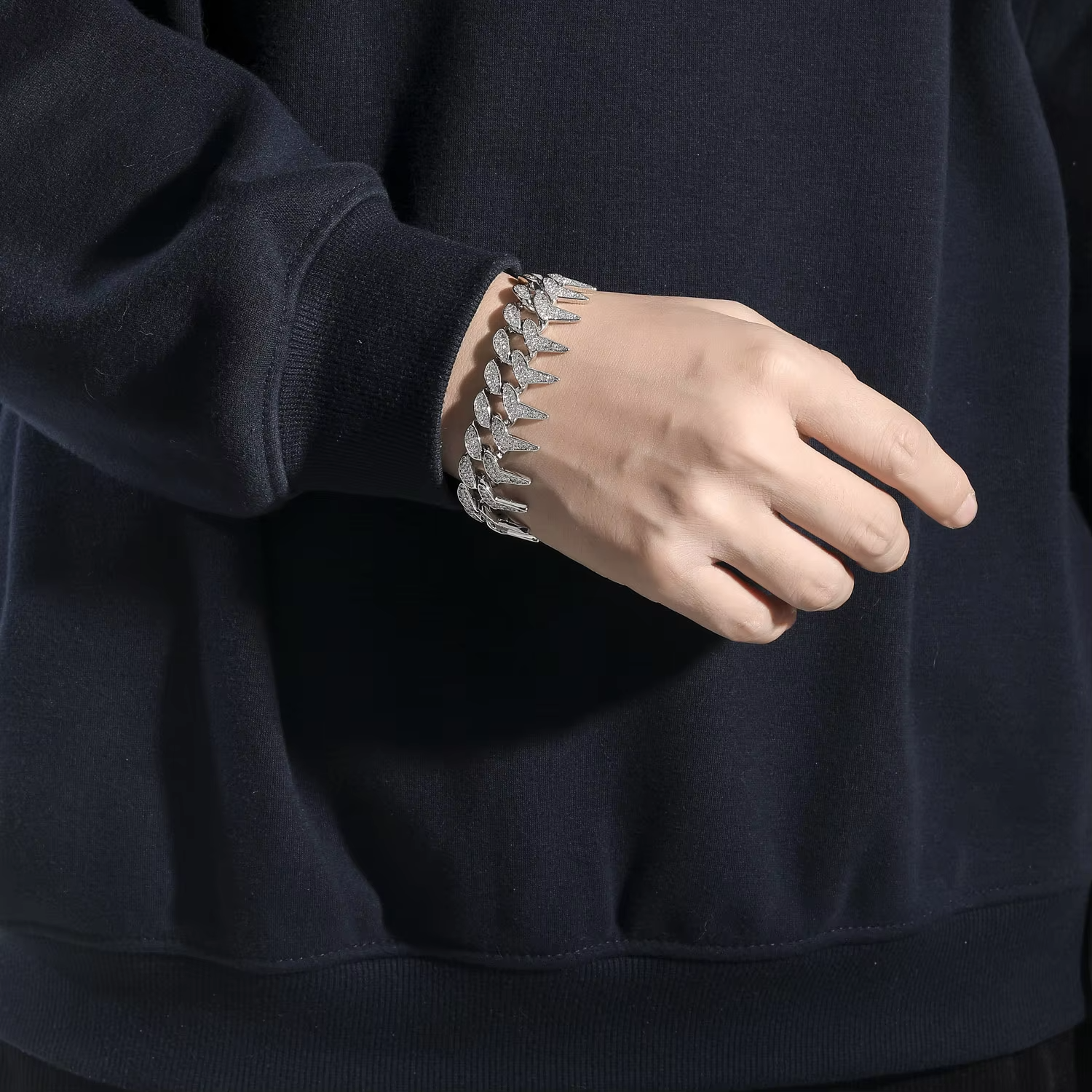 BES Fashion Hip Hop 23 MM Unique Thorn k Iced Out Zircon Gold Plated Miami Cuban Chain Necklace for Men