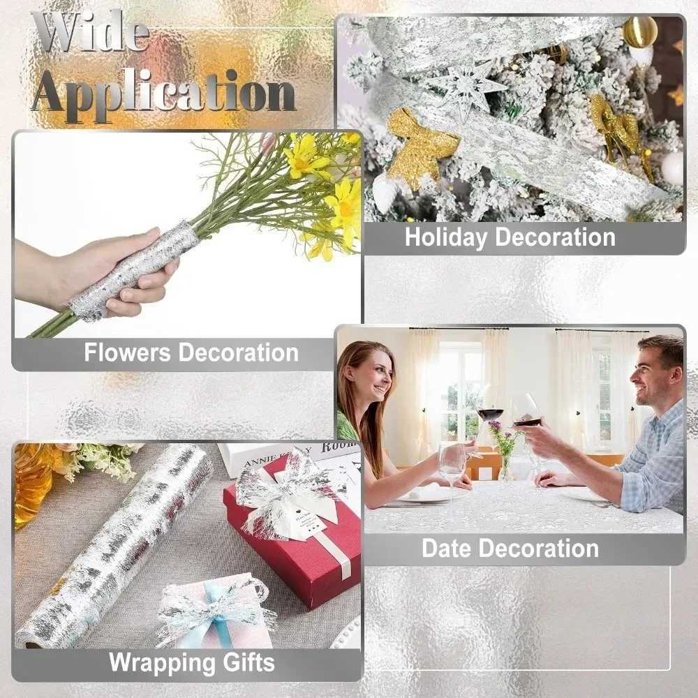 Christmas 4Pcs Sparkle Metallic Runner Glitter Sequin Thin Christmas Runner Foil Mesh Roll Snowflake Flag Tablecloth Birthday Y251113