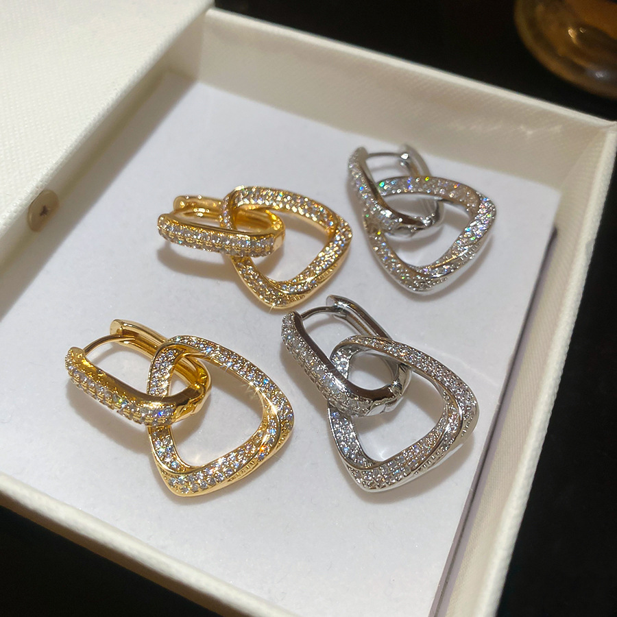Elegant Real Gold Coated Zirconium Earrings Chic Designer Accessory - view 8
