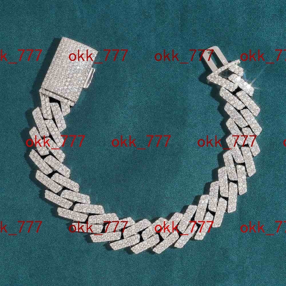 Amazing 15MM 2Row Sterling Silver Moissanite Cuban Link Bracelet For fashions Jewelry