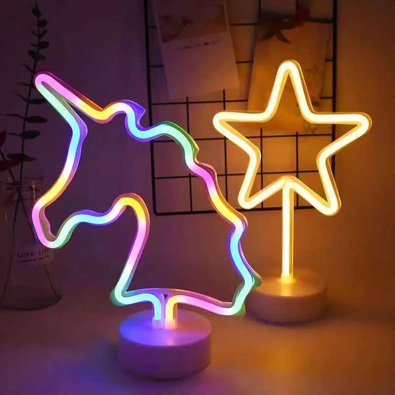 Rainbow Catus Led Neon Lights Cocont Tree Pineapple Neon Sign Lamp USB/Battery Power Unicon Lamp Room Table Holiday Decor M251113