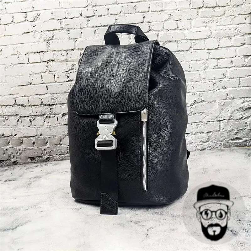 Black Metal Bucket Leather With Large Capacity And Simple Design ALYX Backpack