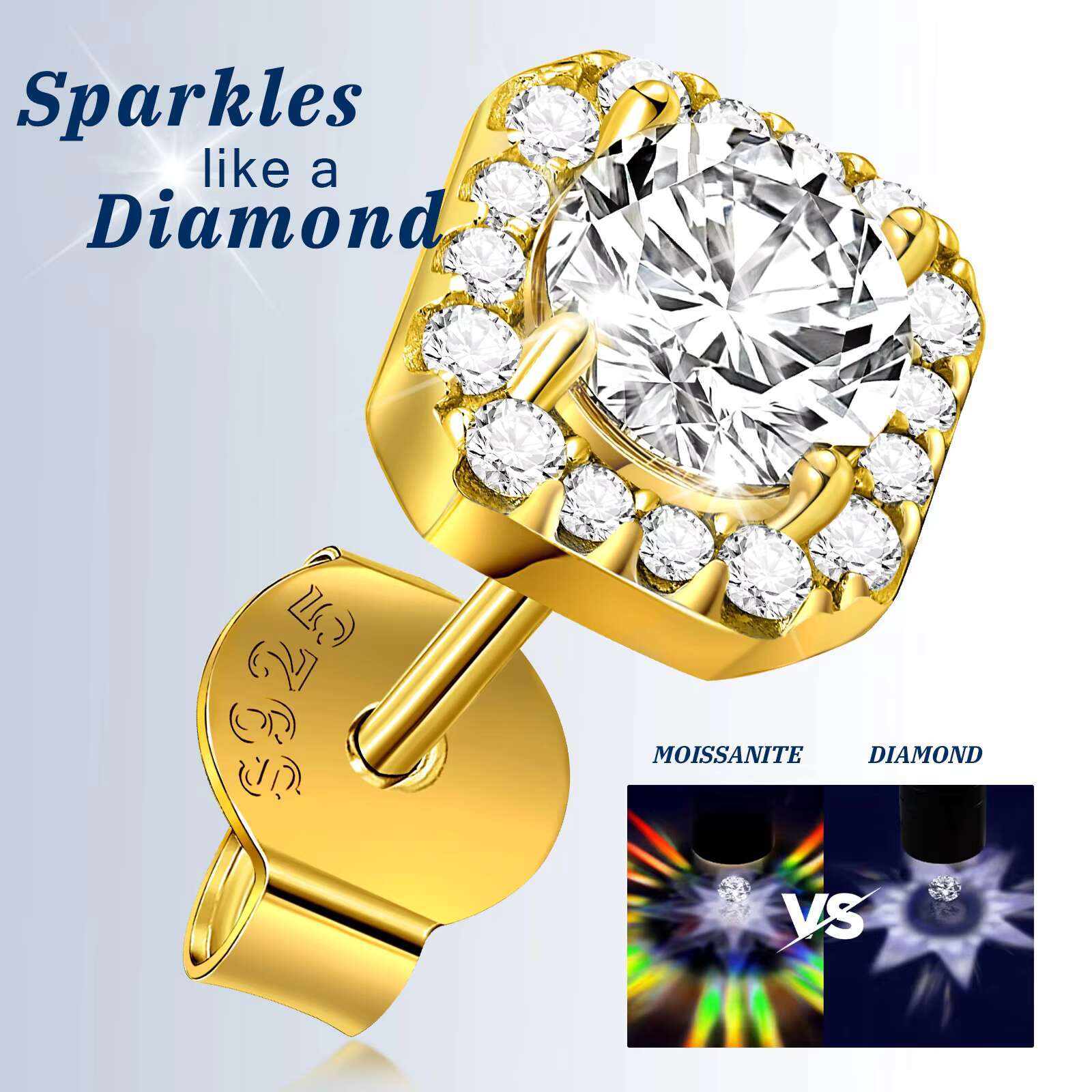 Gold Plate 925 Sterling Silver Flower Moissanite Earrings Moissanite Diamond Earrings