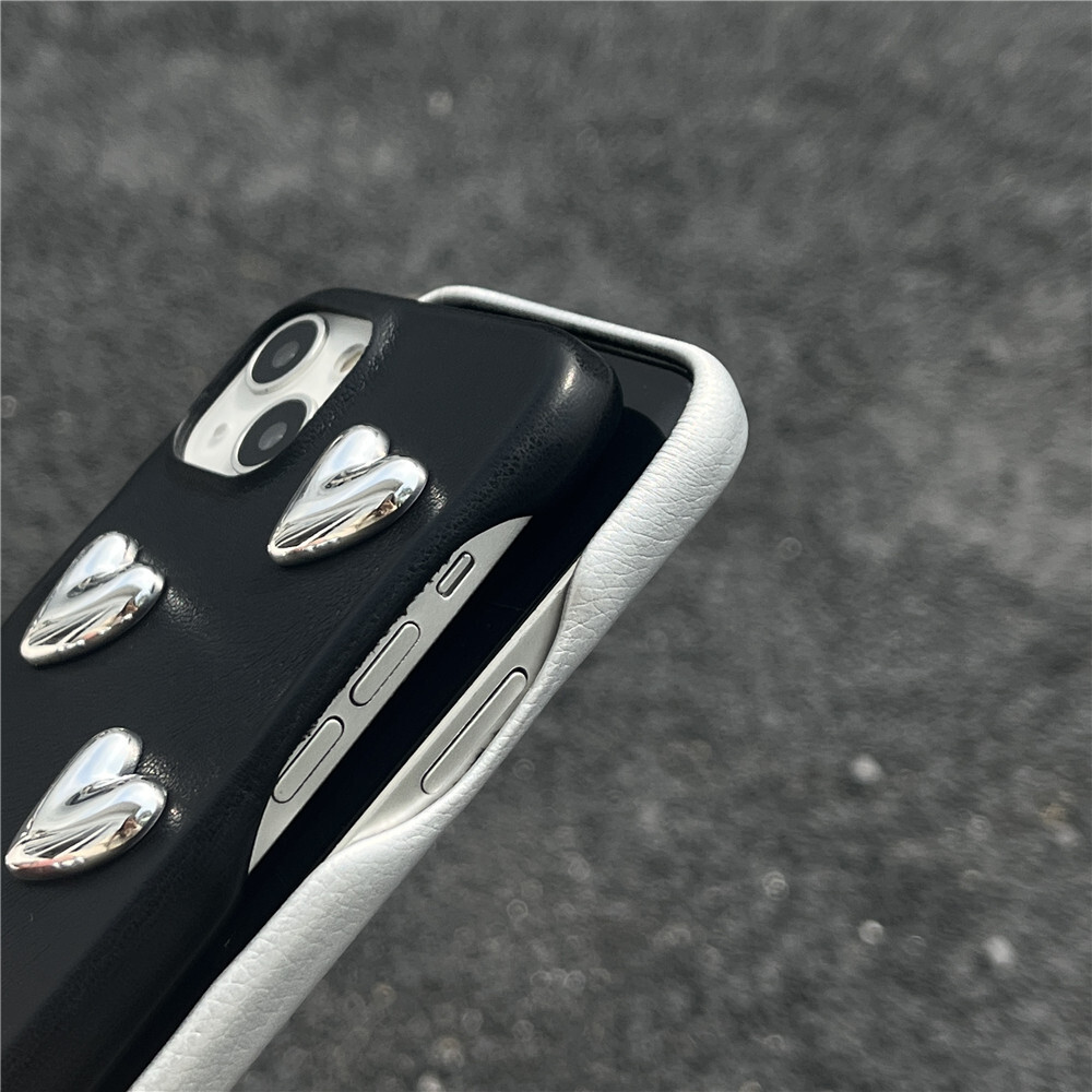 Full Screen 3D Heart Phone Case Compatible with iPhone 16/15 Pro Max Solid Color Protective Cover iPhone 14/13 Pro