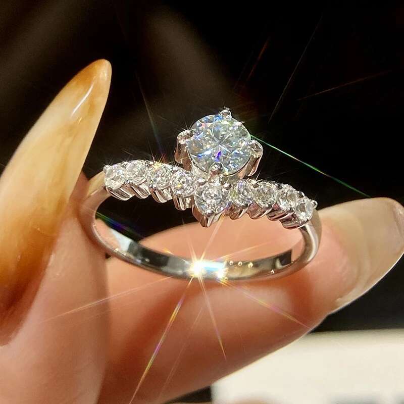 GRA Luxury Gemstone Princess Crown Rings for Women Moissanite Solitaire Ring Wedding Diamond 925 Sterling Silver Fine Jewelry