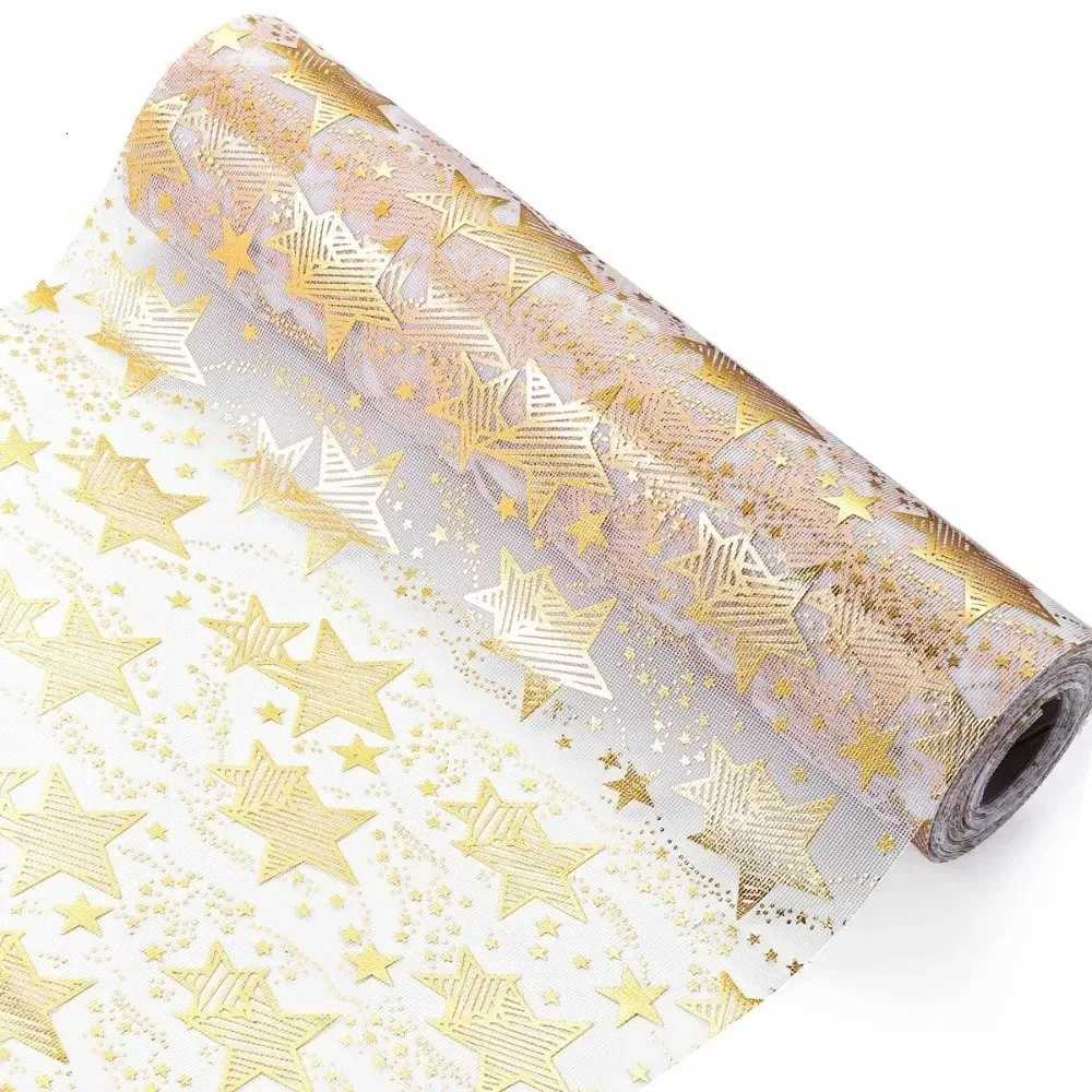 Christmas 4Pcs Sparkle Metallic Runner Glitter Sequin Thin Christmas Runner Foil Mesh Roll Snowflake Flag Tablecloth Birthday Y251113
