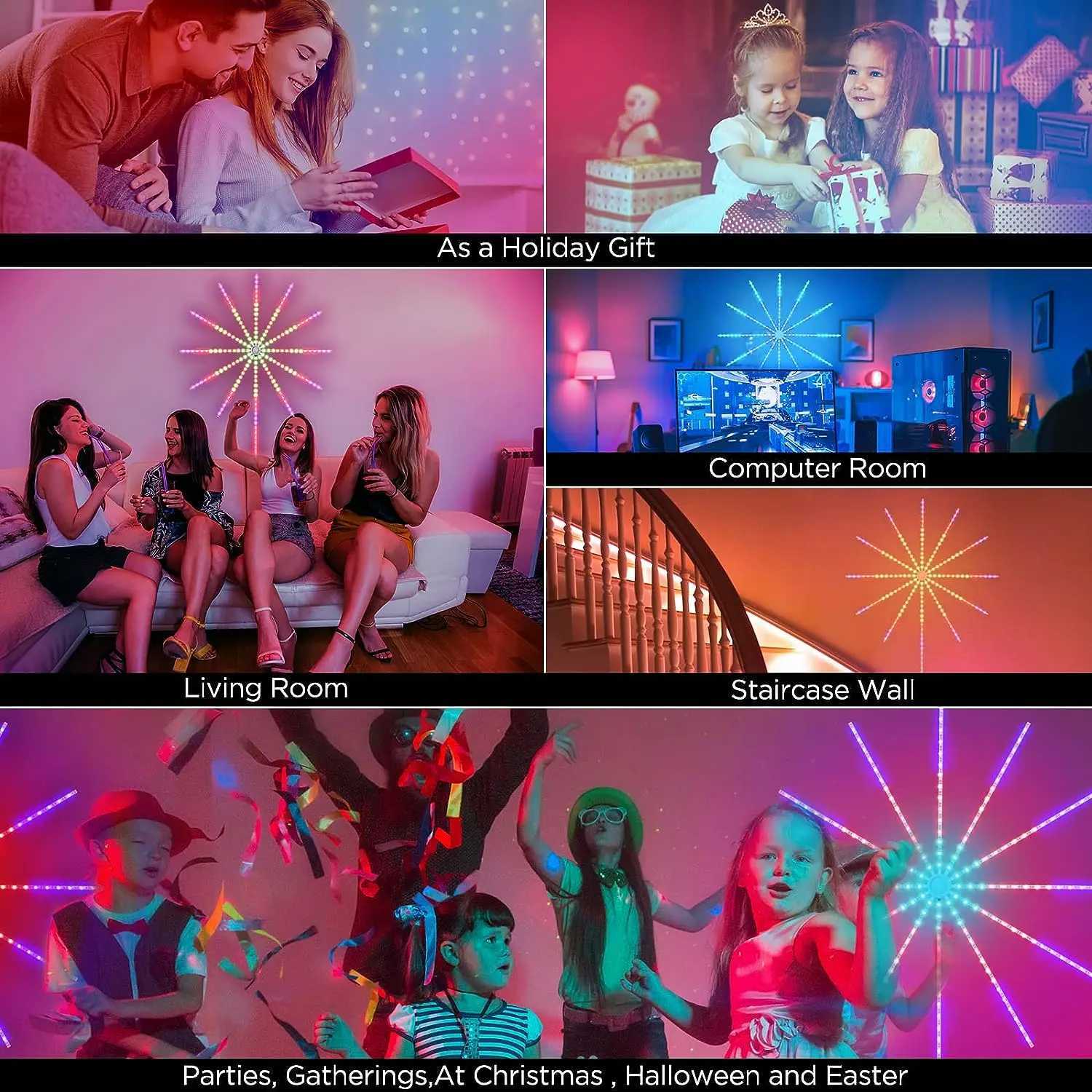 2025 Christmas Light Smart Fairy Firework Bluetooth Light Strip Festoon Home Wall Bedroom Computer Room Decor Holiday Party Lamp M251113