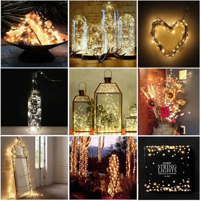 1m - 10m LED String Light 9 Colors Fairy Lights 10-100LEDs Copper Wire Battery Powered for Wedding Xmas Party Decor Holiday Lamp M251113