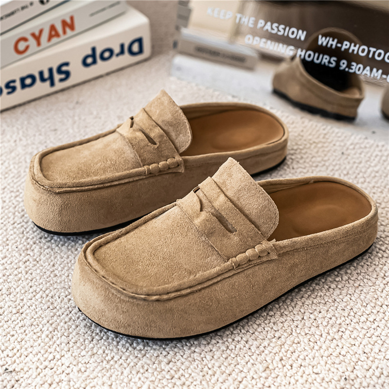 Popular New Design Men Comfortable Suede Casual Slide Slippers Fashion Thick Sole Home Closed Toe Mule Sizes 37-46 Gray Black Beige Free Shipping