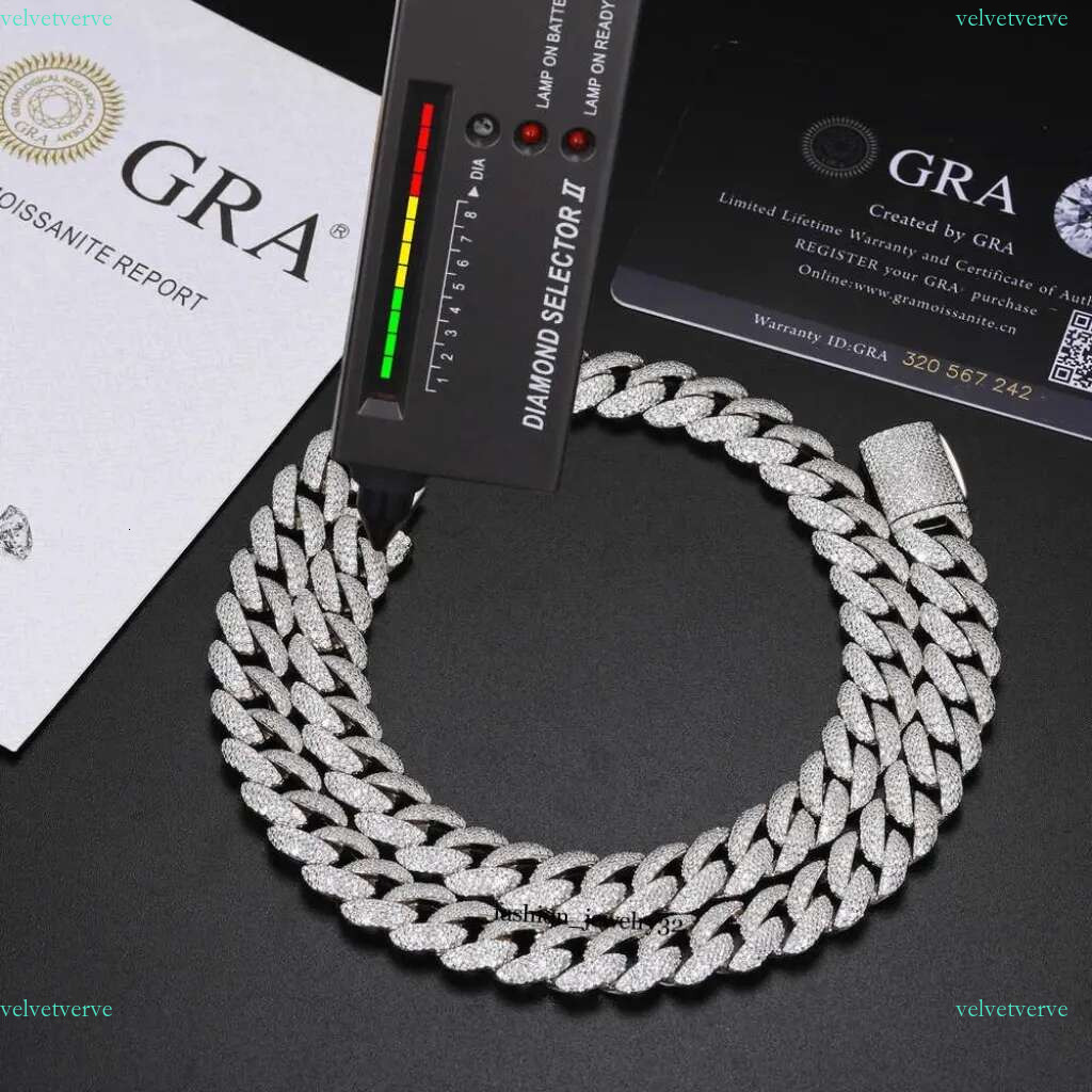 10mm 12mm 3 Rows Moissanite Bubble Cuban k Chain Pass Dia Tester S Mossanite Iced Out Hip Hop Jewelry Mens Fashion