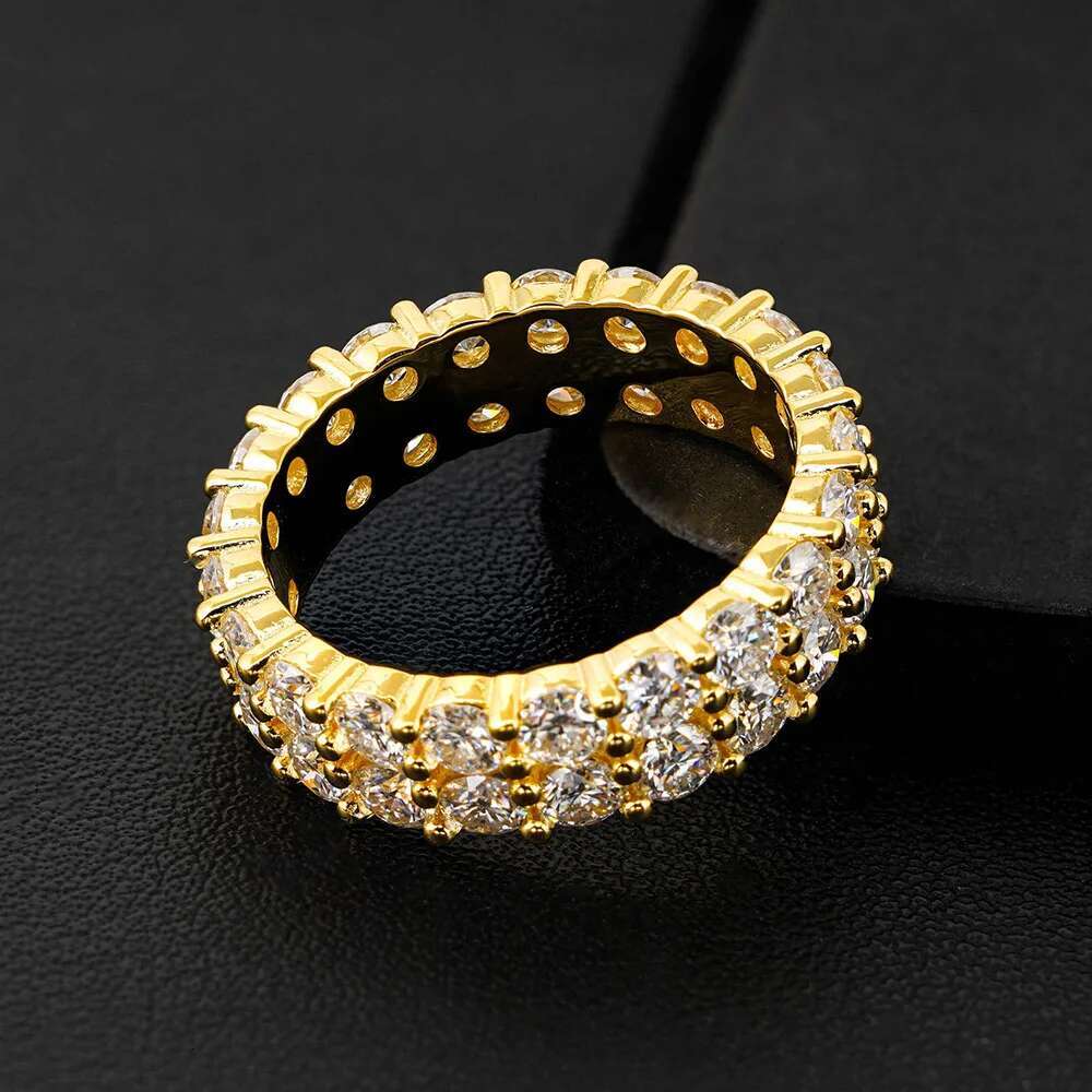 3mm Full Real Moissanite Wedding Band For Women Men Double Row Moissanite Diamond D Color VVS 925 Sterling Silver Jewelry Rings