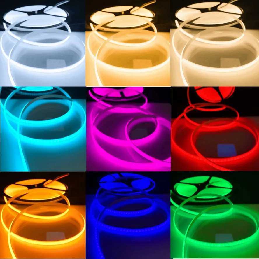 10-1m Multicolour COB LED Strip Light 220V Flexible Tape Light Smart IC No Need Driver High Bright 240 LEDs Linear Lighting RA95 W251112