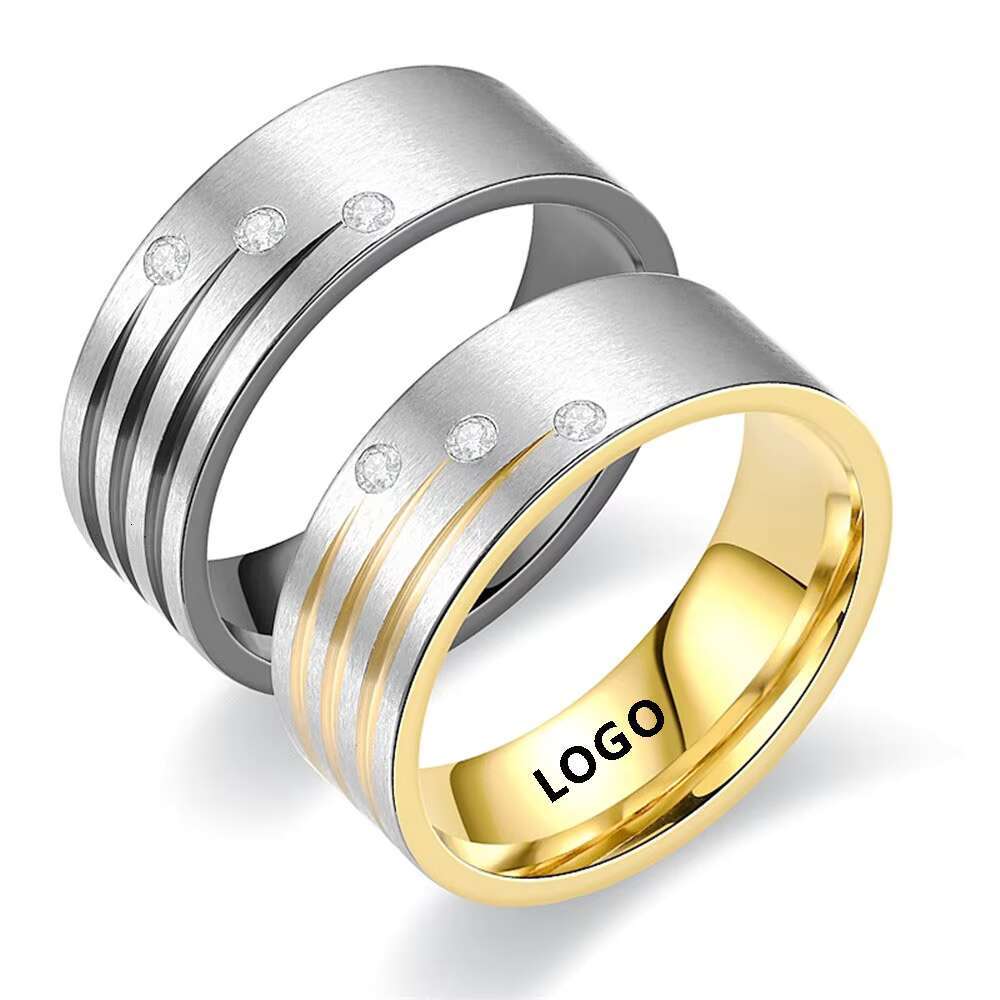 Classic Stainless Steel Ring New Hip Hop Titanium Steel Set Rhinestone Couple Gift Jewelry Ring Wholesale Customization