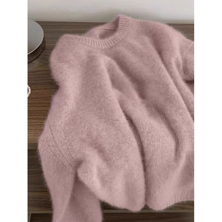 Casual White O-neck Cashmere Womens Sweater Elegant Solid Loose Knitted Jumper Womens Autumn Classic Daily Pulling 241205