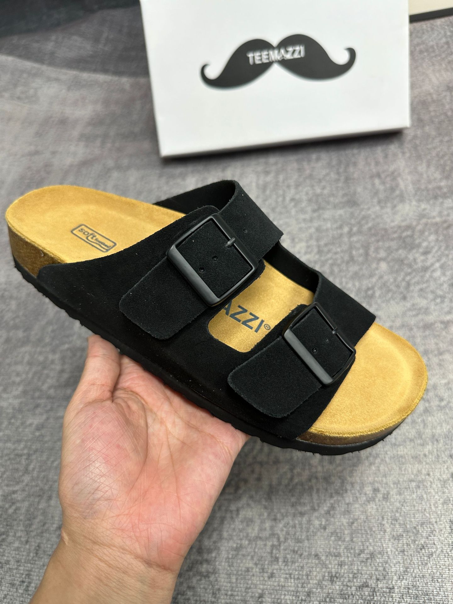 TEEMAZZI designer shoes hot genuine leather cork sole high quality casual shoes comfortable versatile fashion slippers for woman and men size 35-46 re