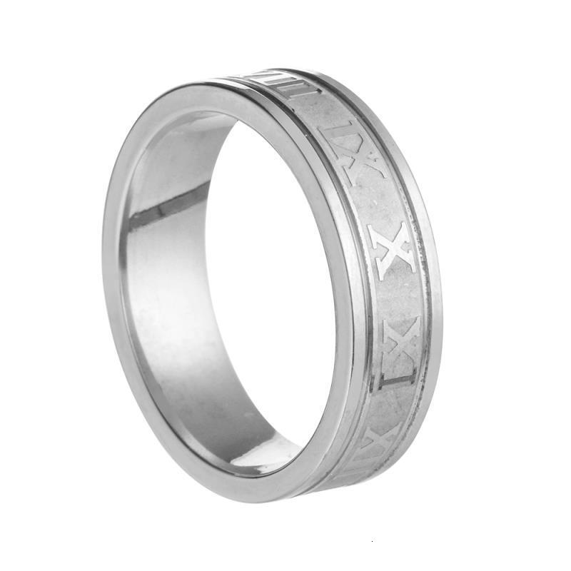 Stainless European and American Cross-Border Women's Titanium Steel 6mm Wide Roman Numeral Ring Fashionable Men's Trendy Corrosion
