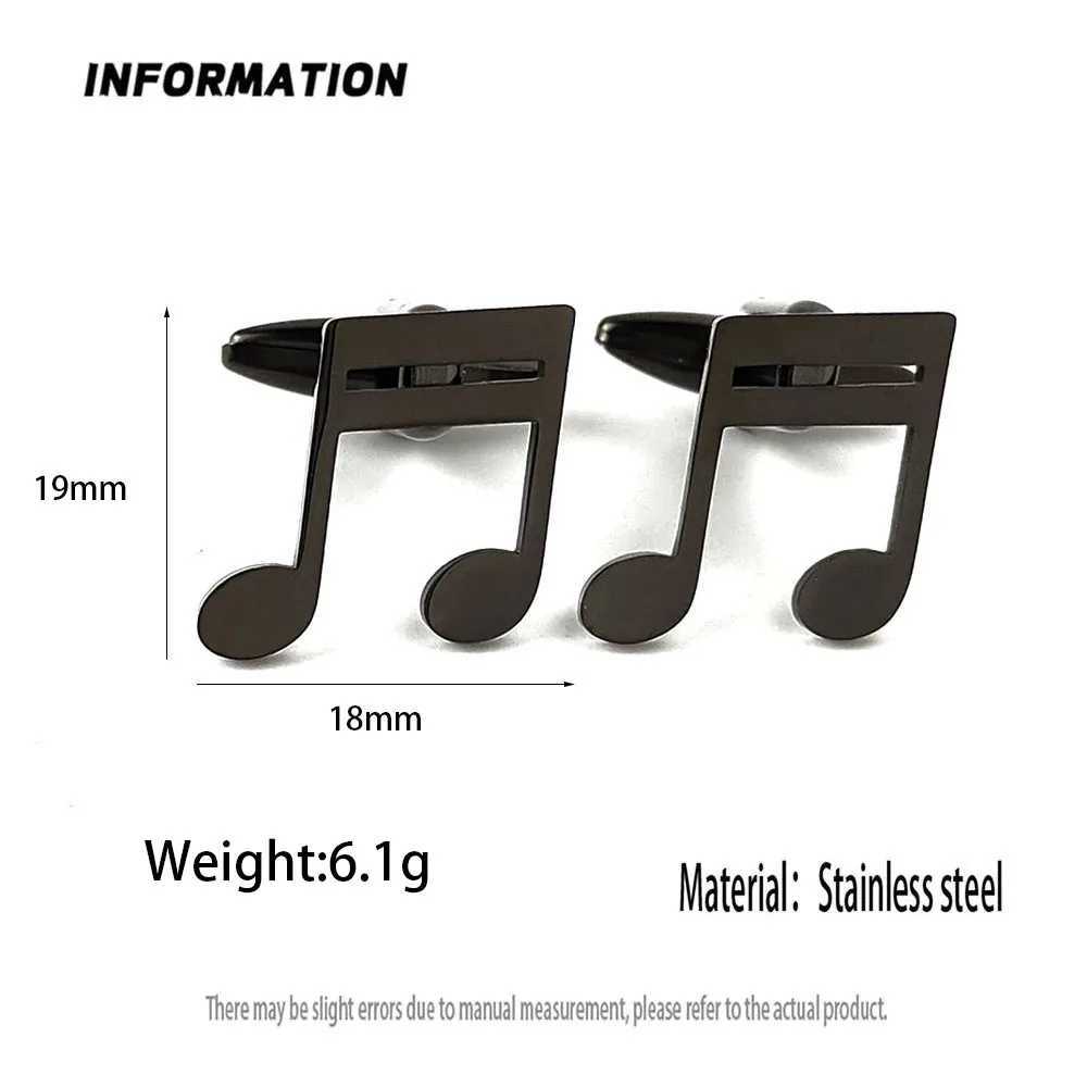 Punk style music symbol hollow stainless steel gold-plated 18K cufflinks French shirt buttons high-quality waterproof jewelryT250412