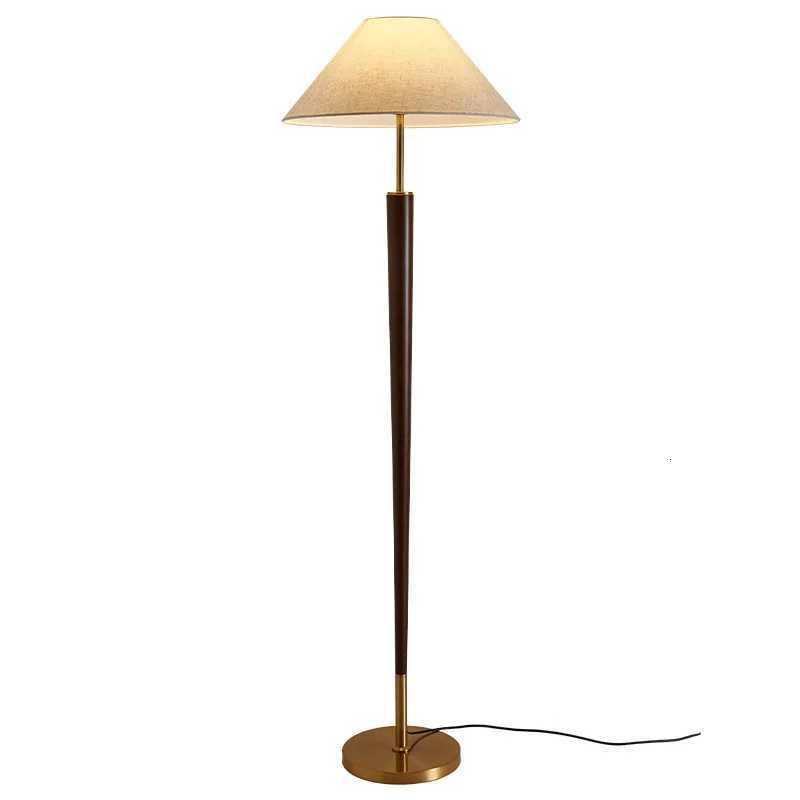 Living room vintage floor lamp WabiSabi style vintage walnut solid wood bedroom bedside table sofa side study vertical desk lampW251113
