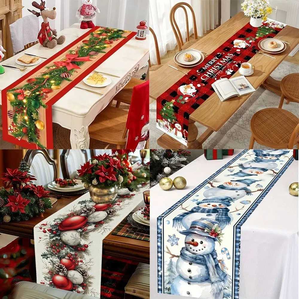 Christmas New Year Christmas Table Runner Xmas Party Flag Cover Christmas Table Flag Navidad Gift Table Cover Party Ornament Y251113
