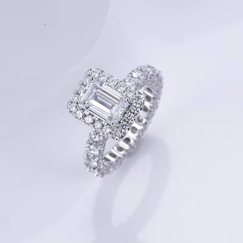 Women Jewelry 18k Gold Jewelry Solid White Gold Emerald Diamond Rings Engagement Fine Jewelry Rings