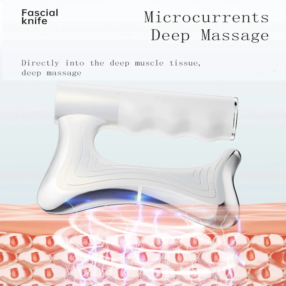 Electric Fascia Gun Knife Muscle Relaxation Microcurrent Fascia Massage LCD Vibration Warm Body Scraper Tool Massager 250409