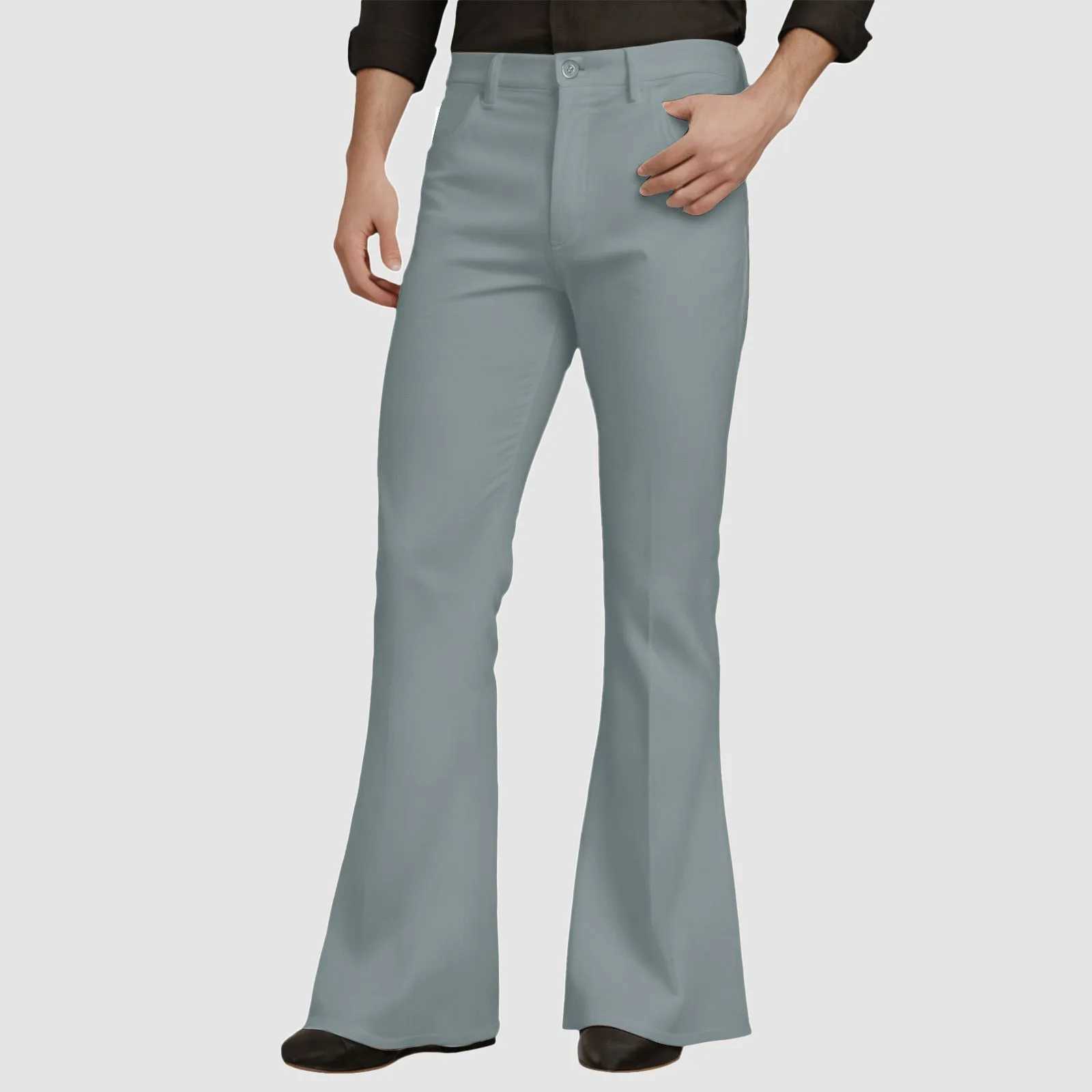 Mens ultra-thin set pants solid casual bell bottom Trouser pocket mens fashion pants autumn winter Ropa HombreXJ250412
