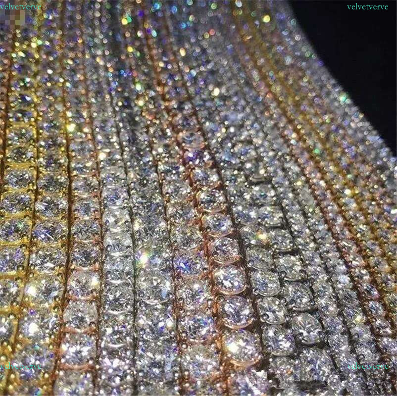 Chains 2021 Punk Hiphop Rhie Tennis Chain Necklace Men Women Sier Gold Iced Out k Mens Jewelry Drop 1