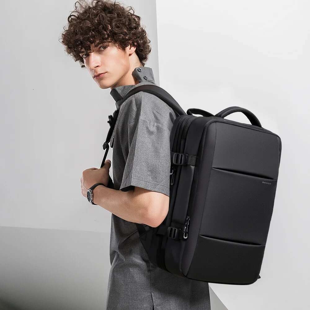 BANGE Expandable Men's Waterproof 17.3 in Laptop Backpack Man Large Capacity Hiking Travel Bag Male Backpacks for Men