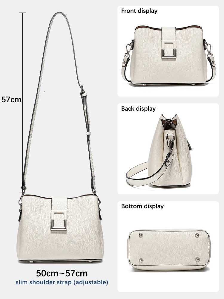 Zency Genuine Leather White Designer Noble Shopper Shoulder Bag Commuter Large Bucket Handbag Women Tote Bucket Cross Body BagW251112
